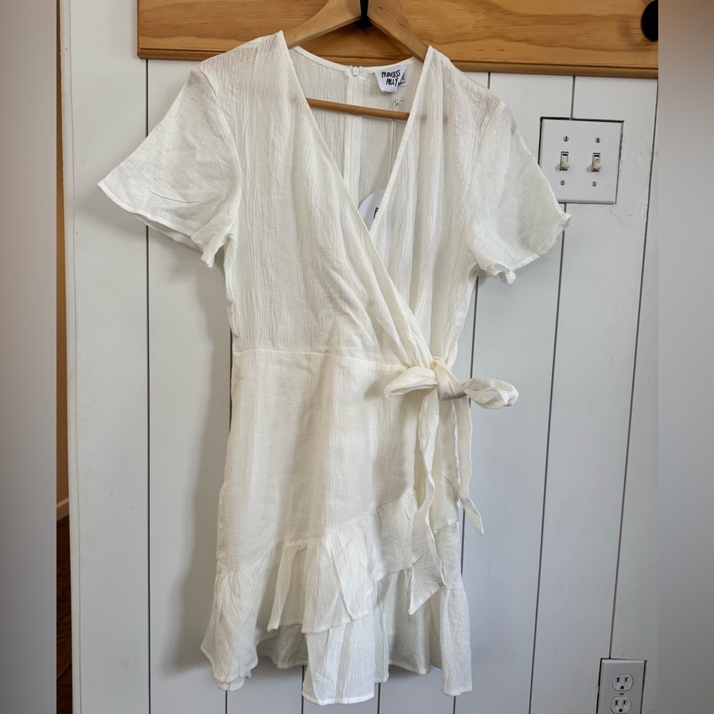 NWT Princess Polly Asymmetrical Gauze Ruffle Wrap Dress Women’s size 10 - Picture 2 of 6